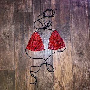 Pleather Leopard Studded Bikini Top